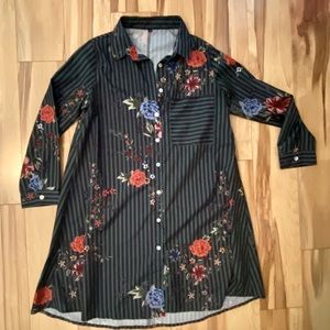 Floral Striped collared dress NWOT